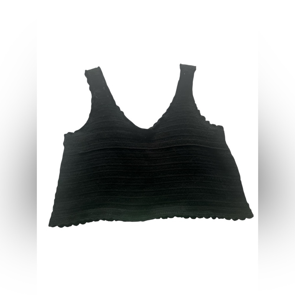 Elegant Black and Yellow Embroidered Tank Top- XS-S - Picture 4 of 6
